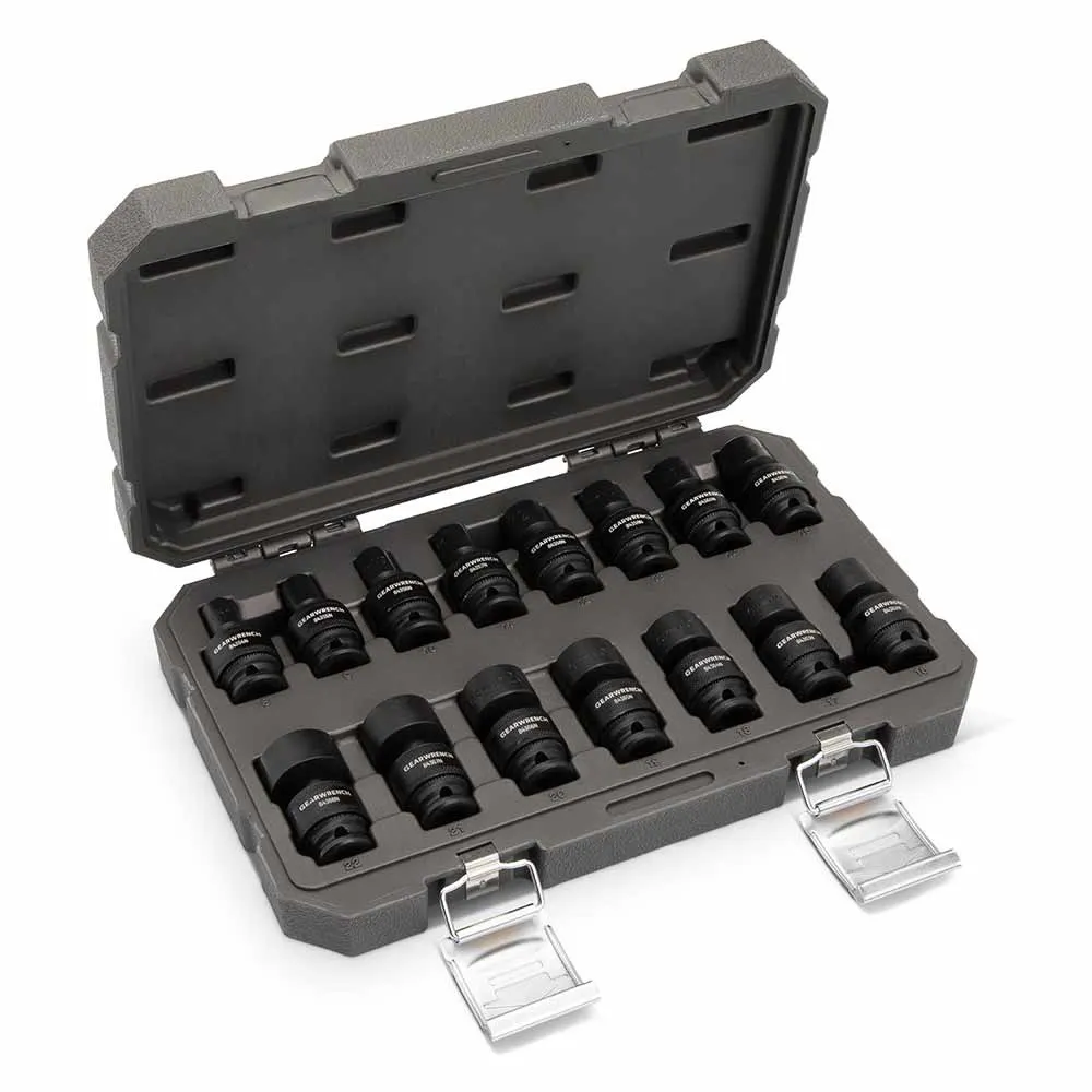 GEARWRENCH 3/8inch Drive 6 Point Impact Metric Socket Set - 15 Piece 84918N