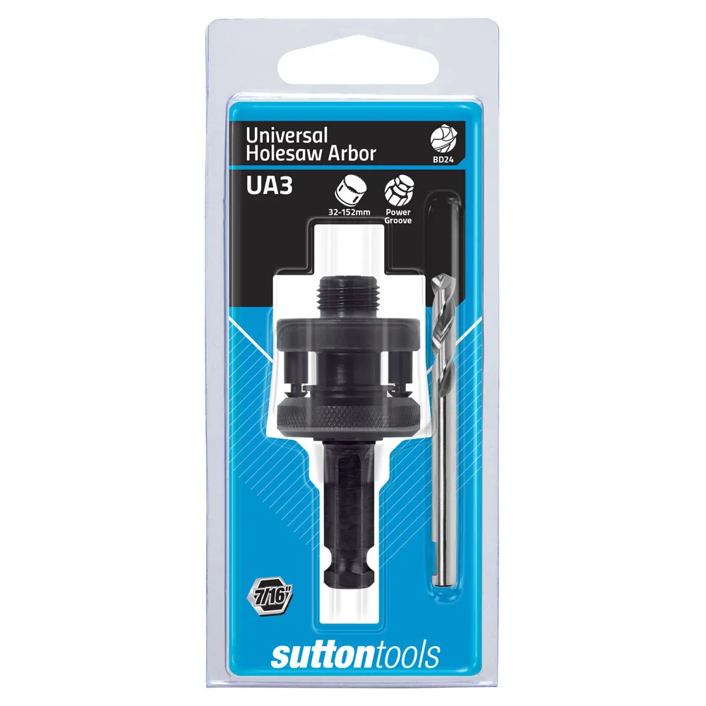 SUTTON Holesaw Arbor w. HSS Pilot Bit - Suits 32-152mm Holesaws
