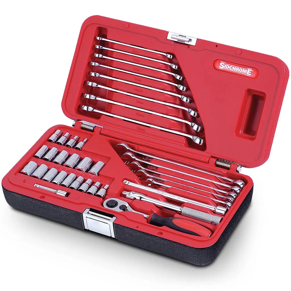 SIDCHROME 36 Piece 1/4inch Metric/Af Drive Socket And Spanner Set SCMT10803