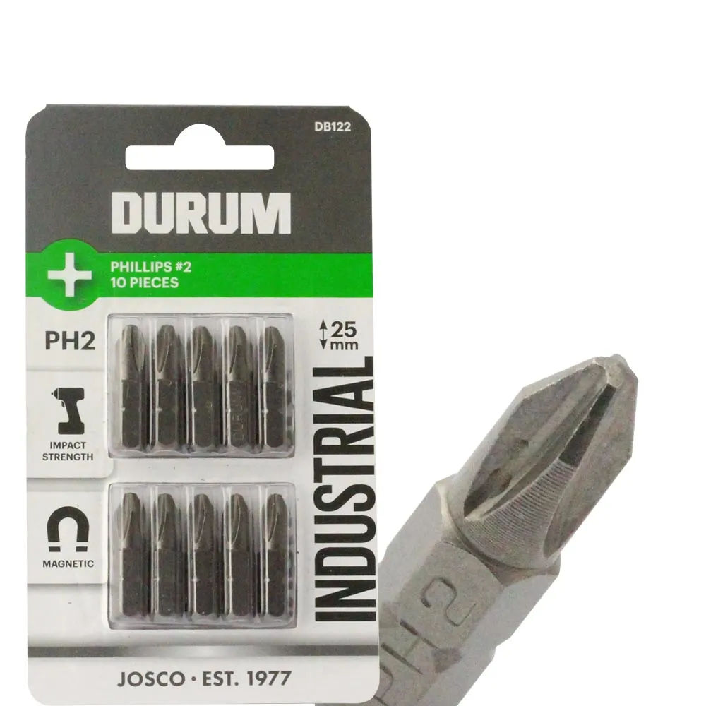 DURUM PH2 x 25mm Phillips Insert Screwdriver Bit - 10 Piece