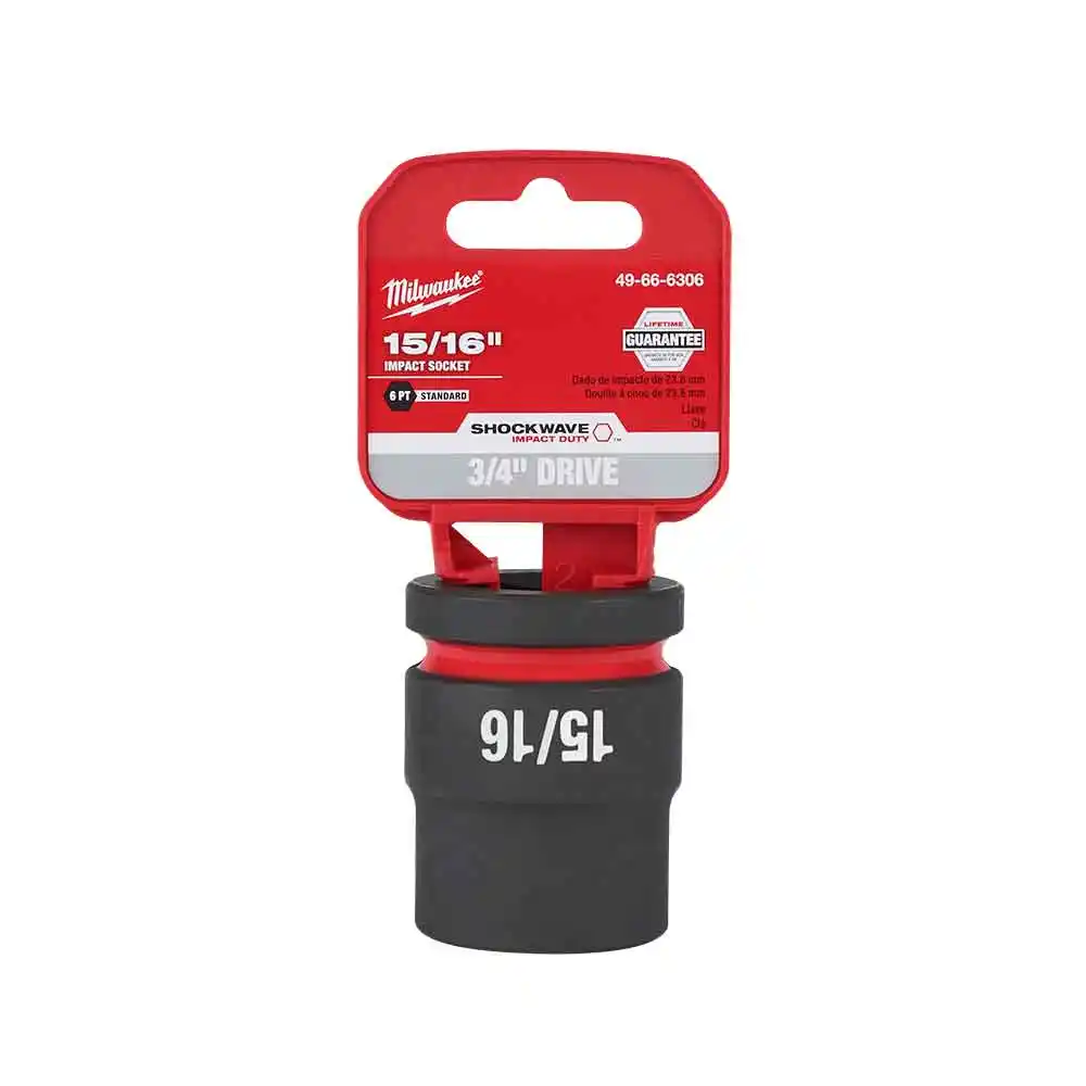 MILWAUKEE SHOCKWAVE 3/4" Drive 15/16" Standard 6 Point Impact Socket 49666306