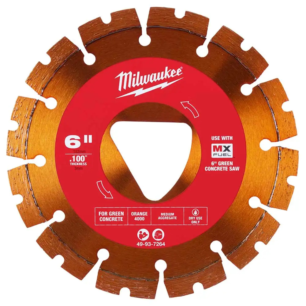 MILWAUKEE 150mm 6inch Green Concrete Diamond Blade - Orange 49937264