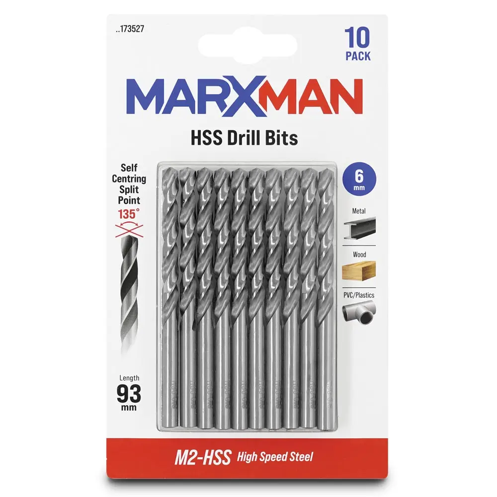 MARXMAN 6.0x93mm HSS Metal Jobber Drill Bit - 10 Piece MHSS6MM10PC