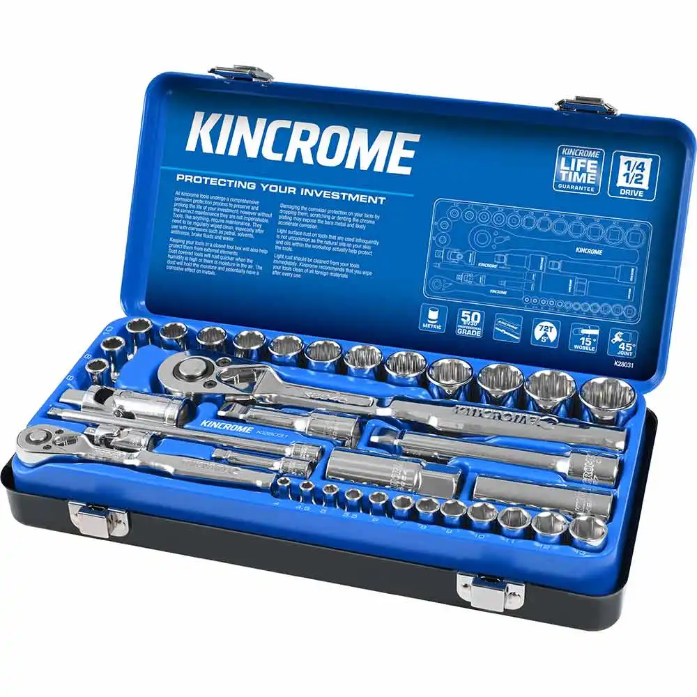 KINCROME 1/4" & 1/2" Drive Socket Set Metric - 36 Piece K28031