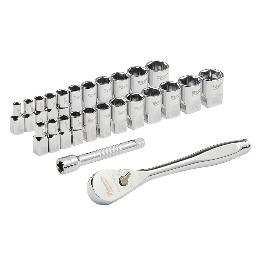 MILWAUKEE 1/4" Drive SAE/Metric Socket Set - 25 Piece 48229044