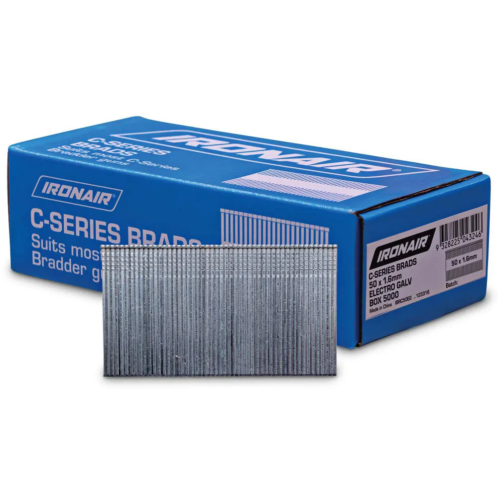 IRONAIR 50 X 1.6mm 5000box Nail Brad C IBRC50EG