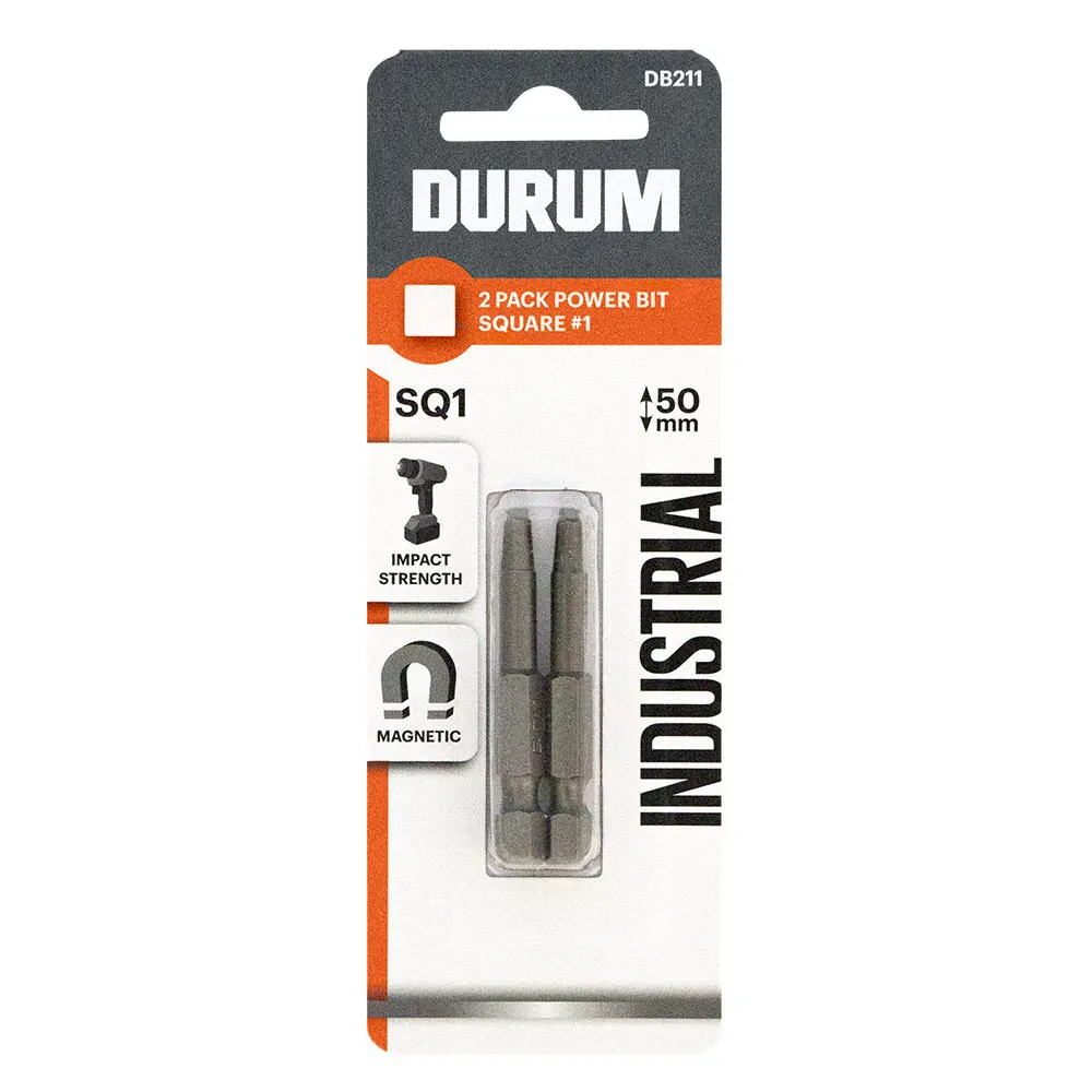 DURUM R1x50mm Robertson Power Screwdriver Bit - 2 Piece DB211