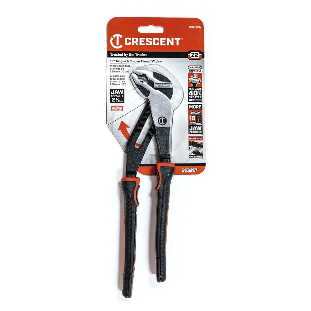 CRESCENT Z2 K9 250mm V-Jaw Dual Material Tongue & Groove Plier RTZ210CGV