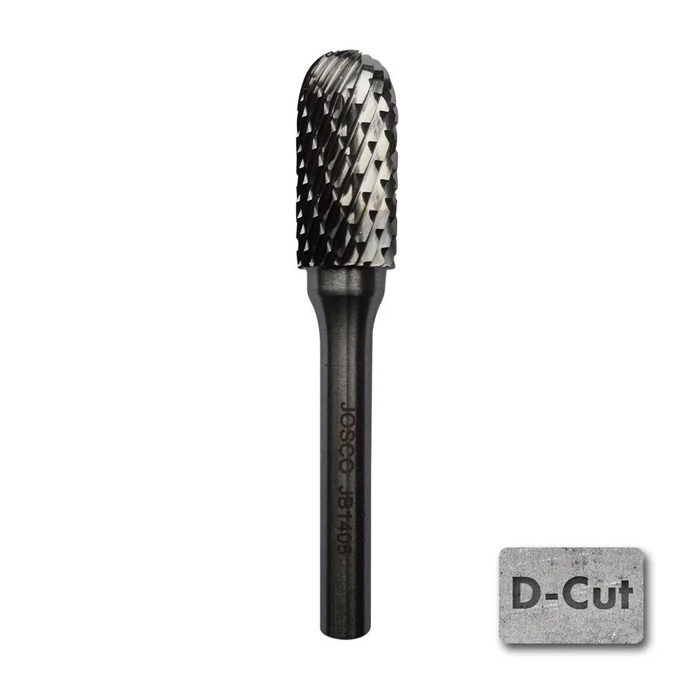 JOSCO 12 x 25mm 1/4inch Shank Ball-Nosed Cylinder Diamond Cut Carbide Burr