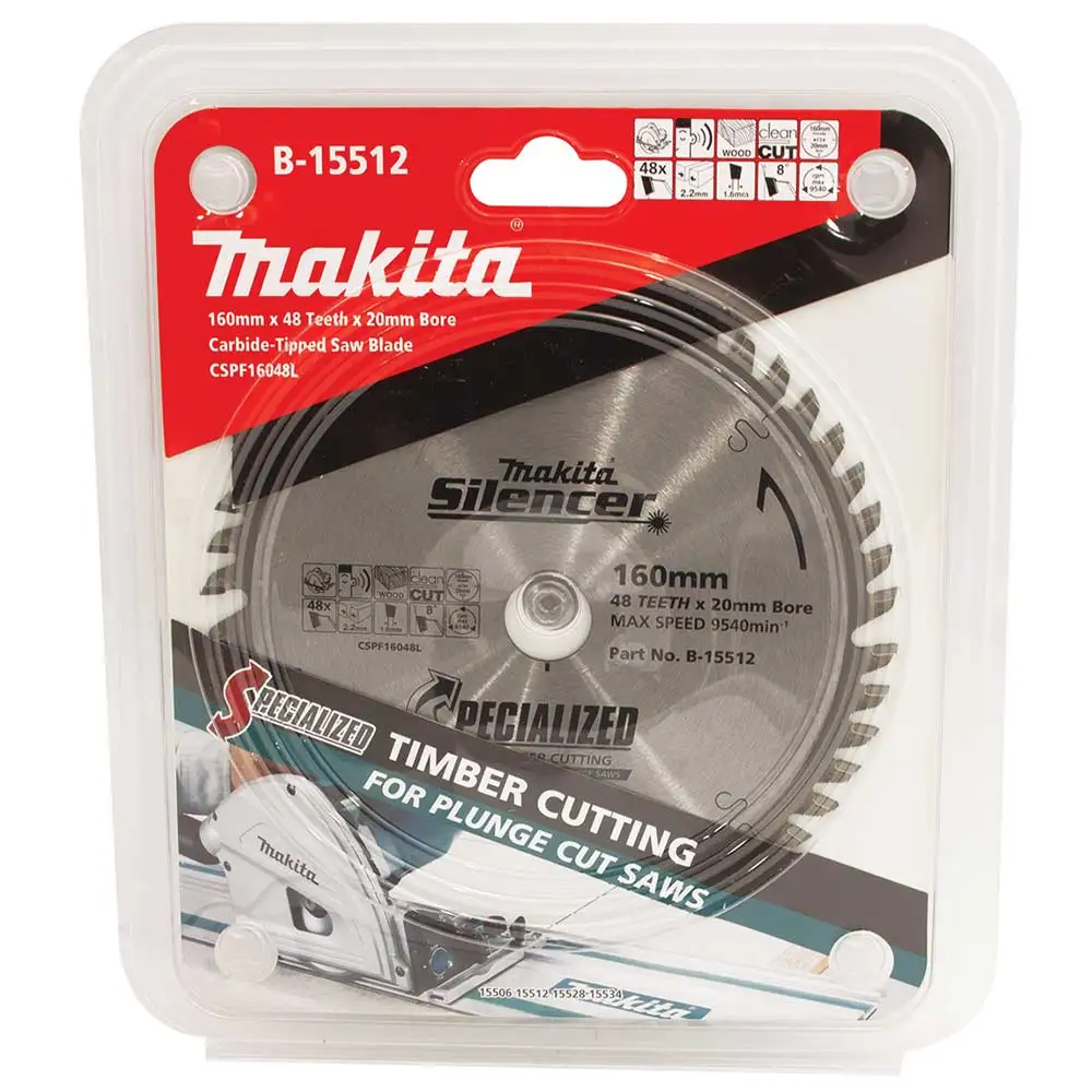 MAKITA 160mm 48T TCT Circular Saw Blade for Wood Cutting - Plunge Saws - SPECIALIZED