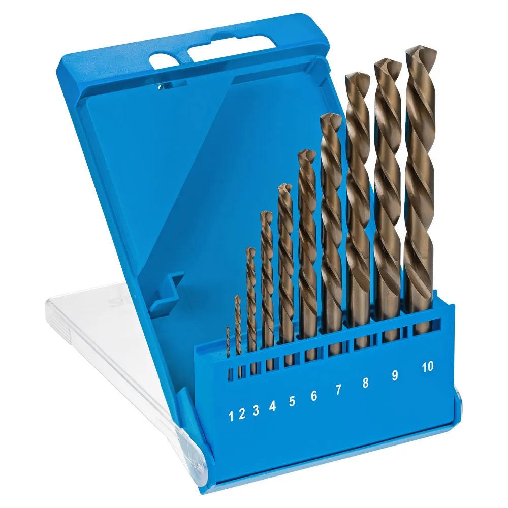 SUTTON 1-10mm Metric HSS-Cobalt Left-Hand Jobber Drill Bit Set - 10 Piece