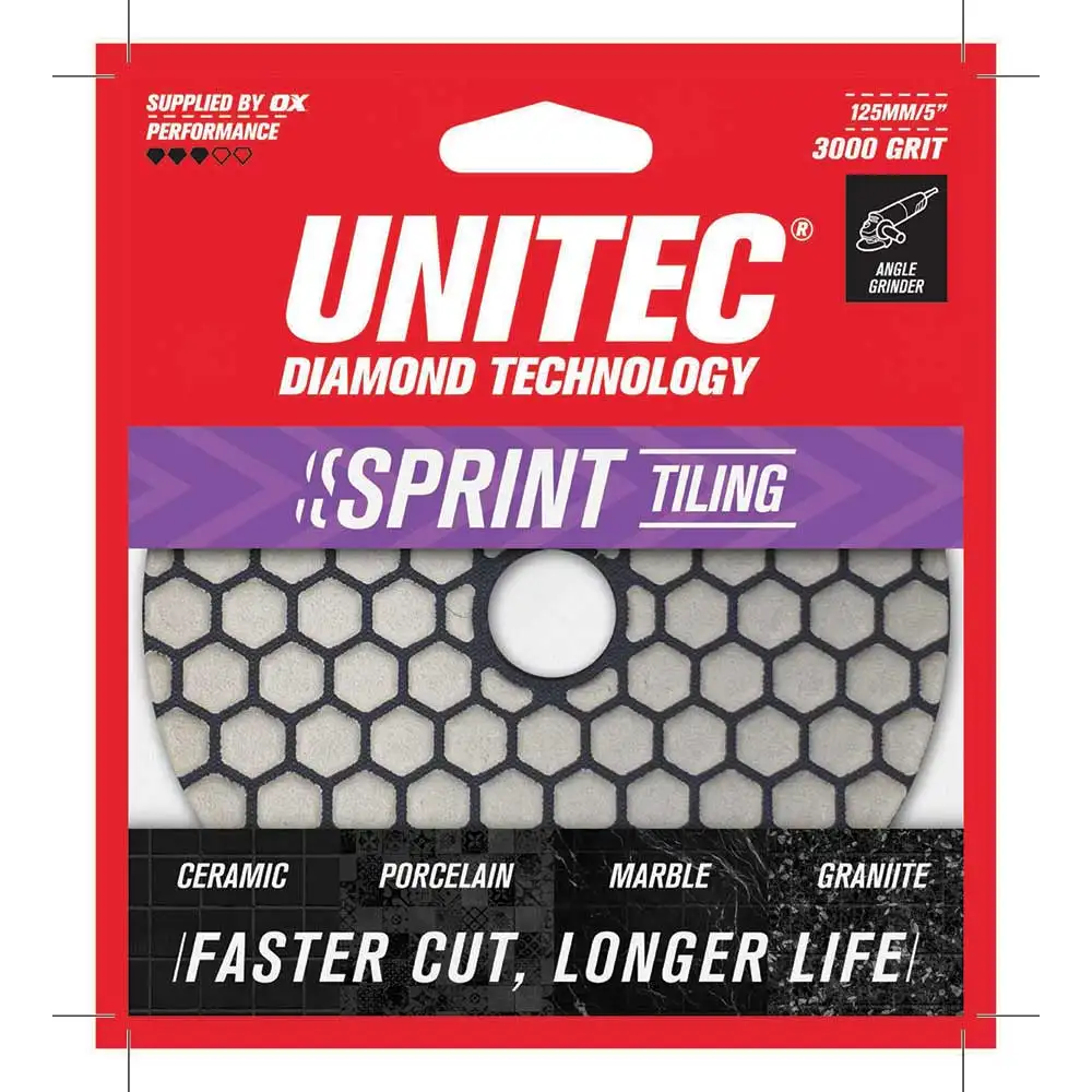 UNITEC 125mm 3000-Grit Hook & Loop Diamond Polishing Pad U-3000DDPP