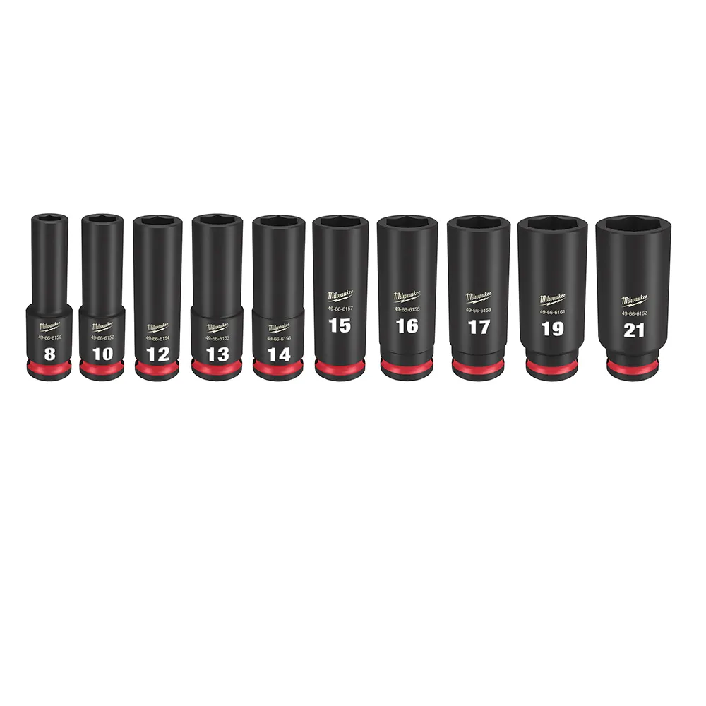 MILWAUKEE 10 Piece 3/8inch Drive 6 Point Shockwave Metric Deep Impact Socket Set 49667051