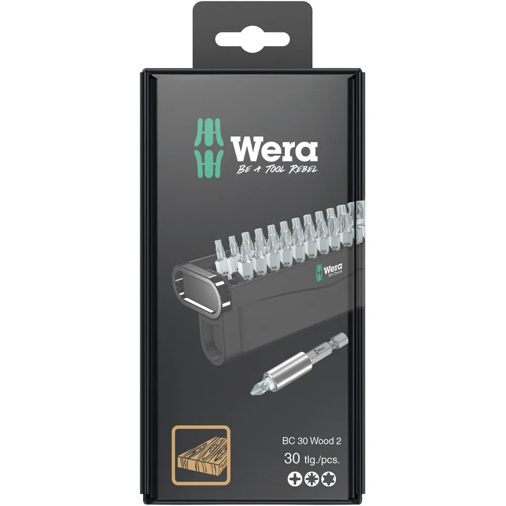 WERA 25mm  Wood Screwdriver Bit Set Assorted - 30 Piece WER057438