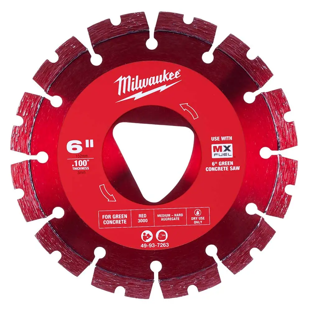 MILWAUKEE 150mm 6inch Green Concrete Diamond Blade - Red 49937263