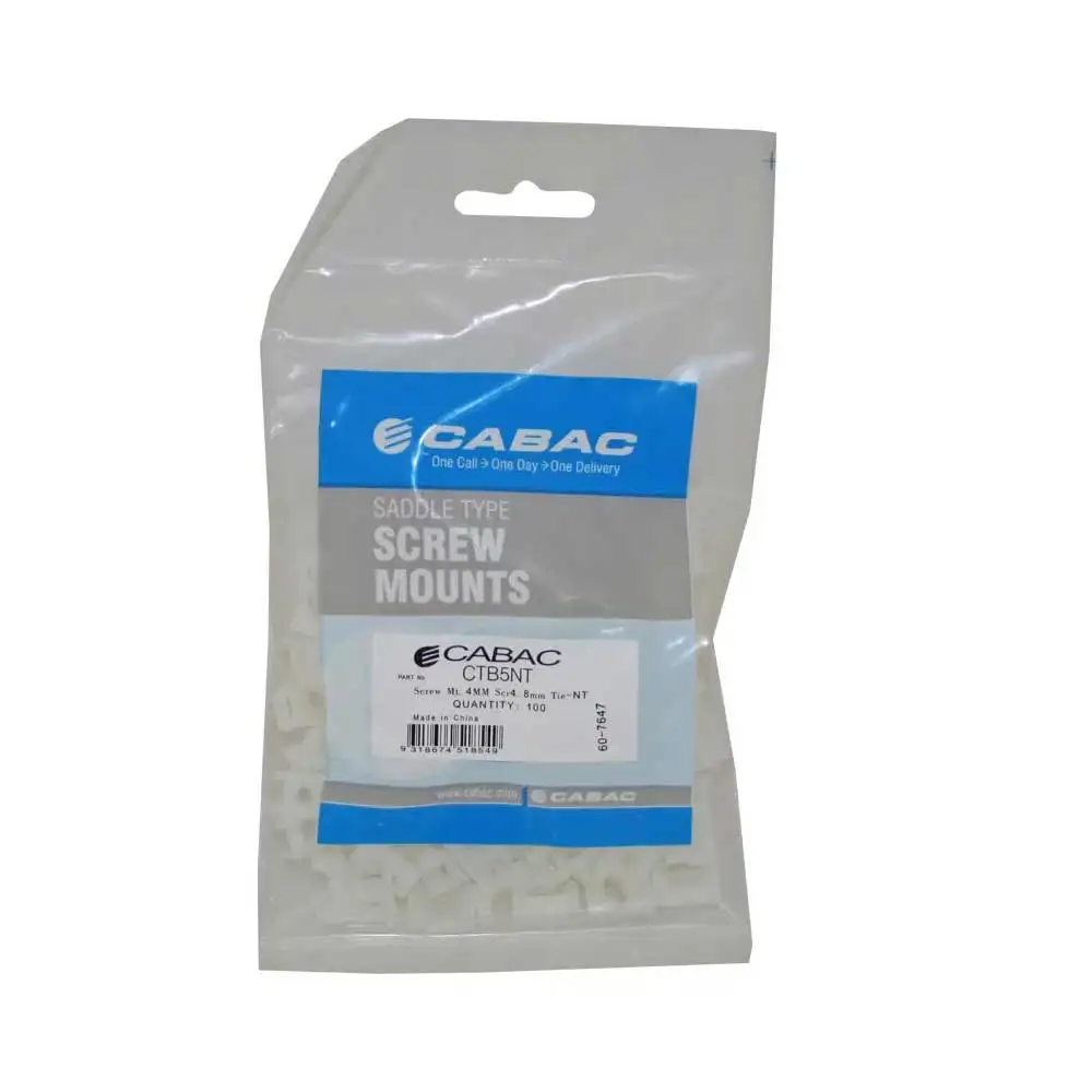 CABAC 4mm Screw Mount Cable Tie - 100 Piece Natural CTB5NT