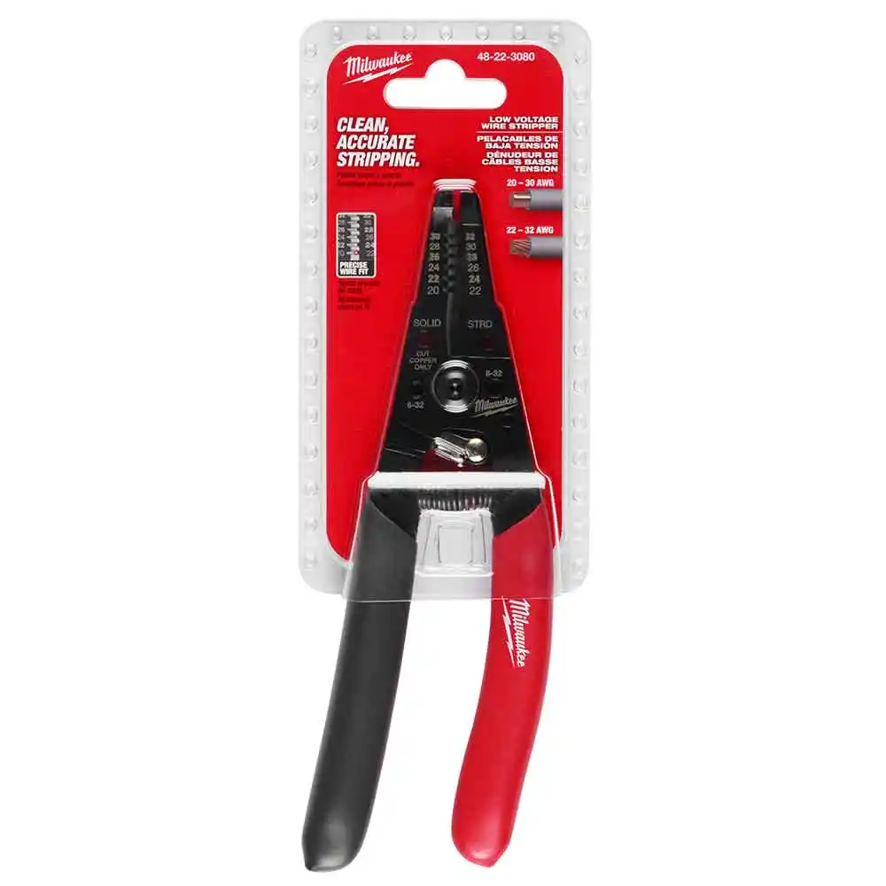 MILWAUKEE 0.03-0.5mm Low Voltage Dipped Grip Wire Stripper 48223080