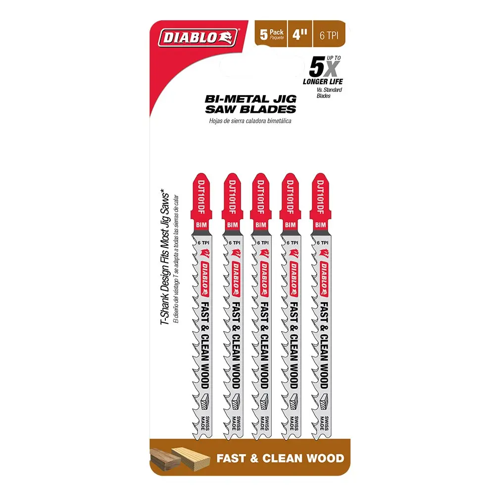 DIABLO Jig Saw Blade Bi-Metal For Fast & Clean Wood Cuts 5 Piece 2608F02241