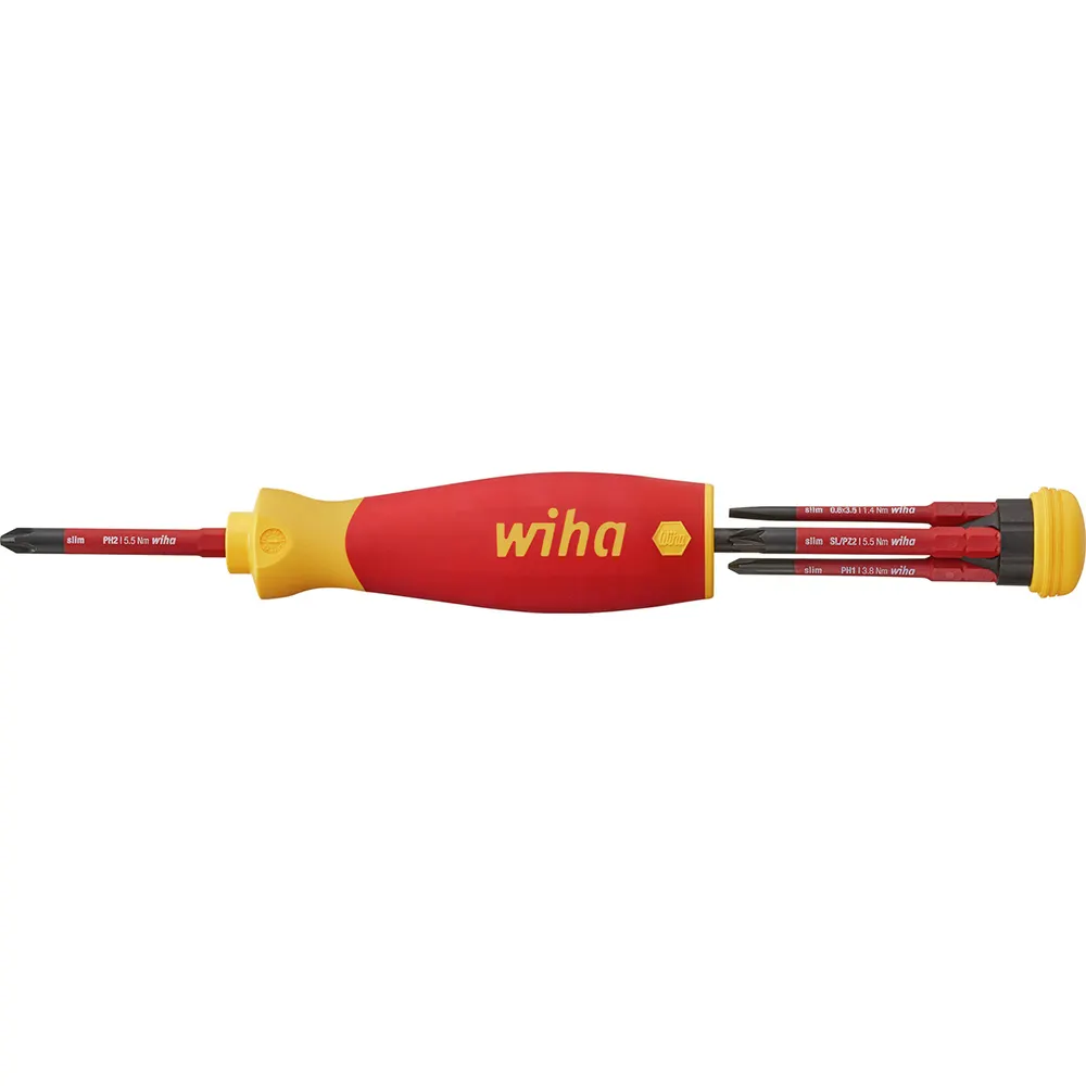 WIHA 4in1 VDE Magazine Style SlimBit Screwdriver Set 45296