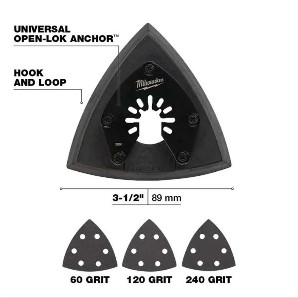 MILWAUKEE 10 piece OPEN-LOK 89mm Sanding Pad & Paper Variety 49252009