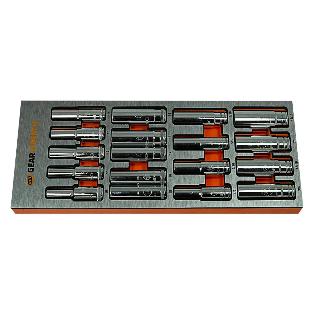 GEARWRENCH EVA Tray 1/2" Drive Deep Sockets Metric/SAE - 18 Piece 83995