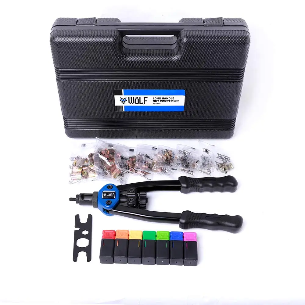 WOLF 78 Piece Twin Handle Nut Riveter Set M3-M12 Nutsert WRS000