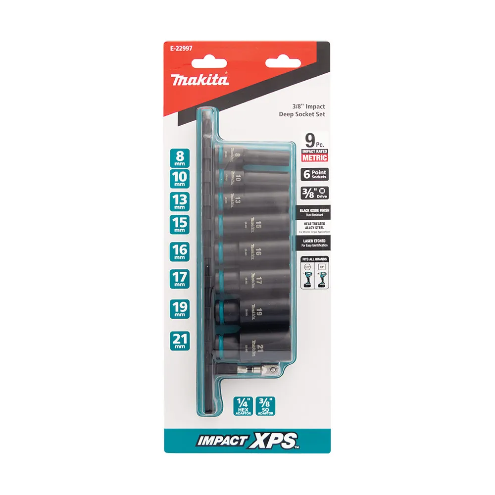 MAKITA 3/8inch Drive Deep XPS Socket Set - 9 Piece E-22997