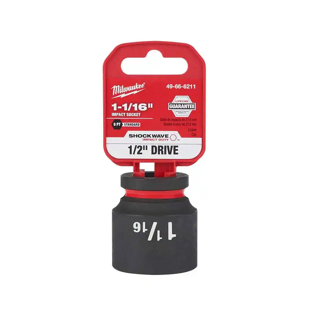 MILWAUKEE SHOCKWAVE 1/2" Drive 1-1/16" Standard 6 Point Impact Socket 49666211