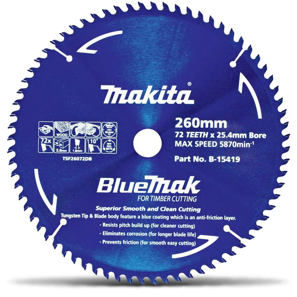 MAKITA 260mm 72T TCT Circular Saw Blade for Wood Cutting - Table Saws - BLUEMAK
