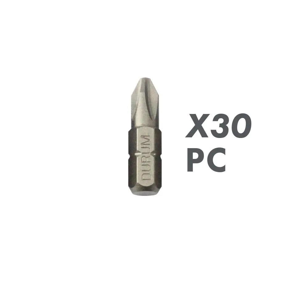 DURUM PH2 x 25mm Phillips Insert Screwdriver Bit w. Case - 30 Piece