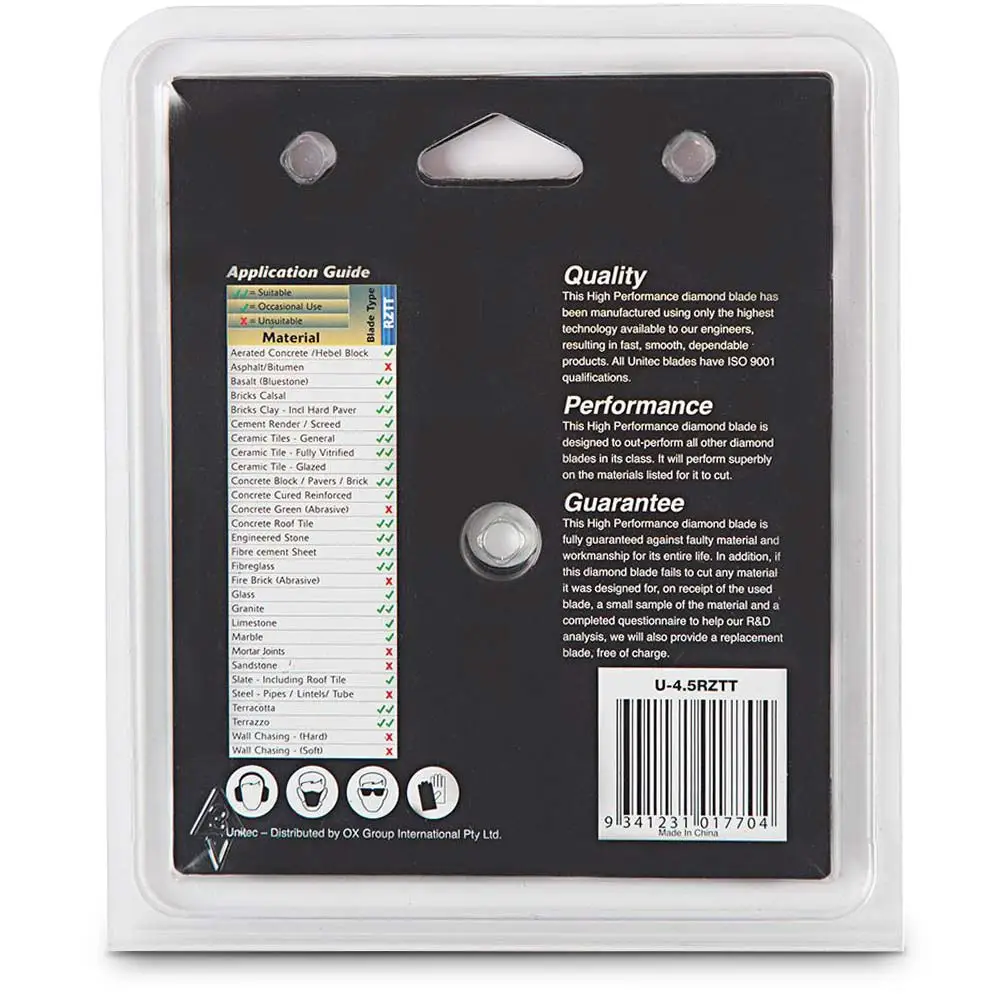 UNITEC 115mm Turbo Continuous Rim Diamond Blade for Ceramic Cutting - RAZORCUT-TILE U-45RZTT