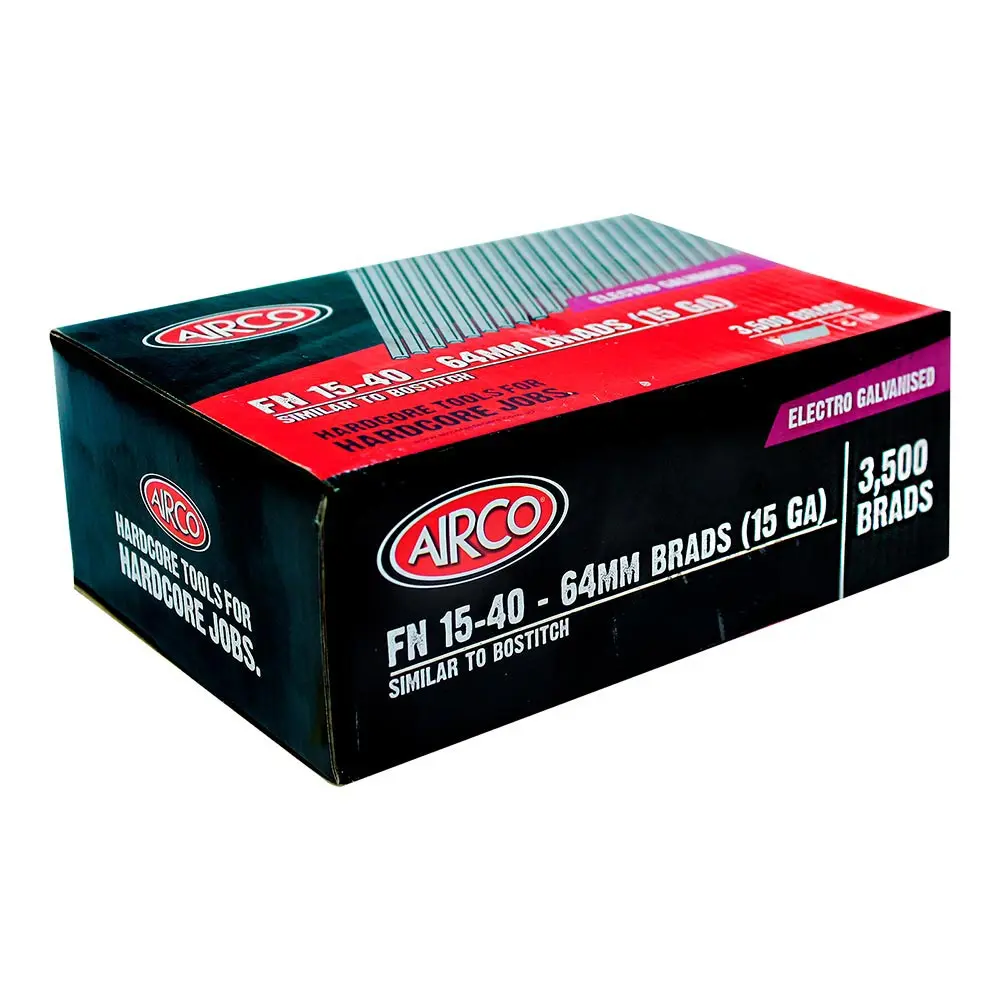 AIRCO FN Series Electro Galvanised Brad Nail - 64mm Box of 3500 BB15400
