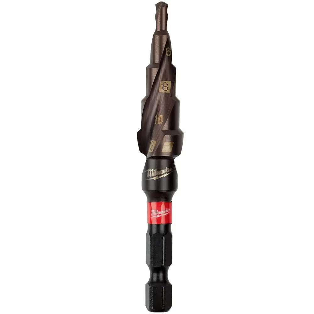 MILWAUKEE 4-12mm 5-Step 1/4-Hex HSS-TiAlN Spiral Flute Step Drill Bit - SHOCKWAVE 48899262