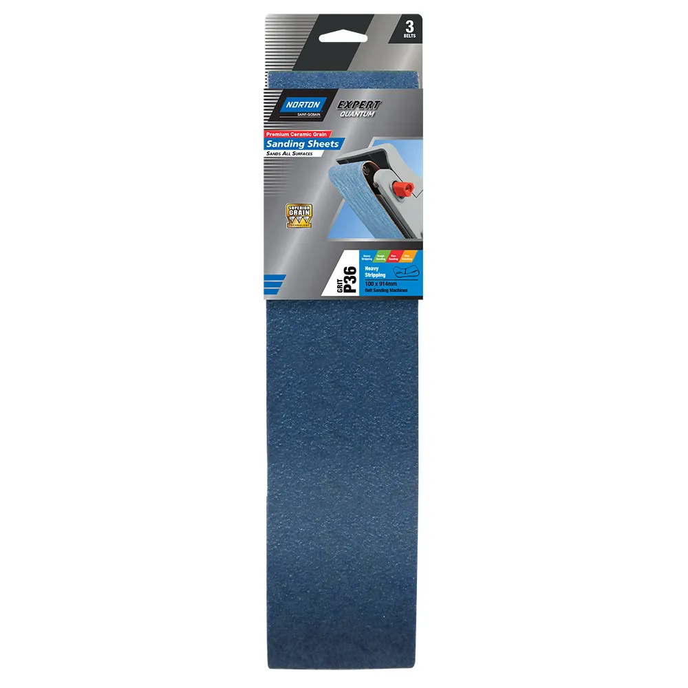 NORTON 100 x 914mm 36-Grit Zirconia Sanding Belt - General Purpose - 3 Piece 78072762822