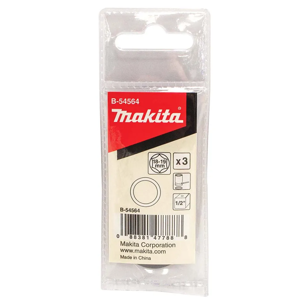 MAKITA O Ring Set 1/2 Impact Socket 18mm & 19mm - 3 Piece B-54564