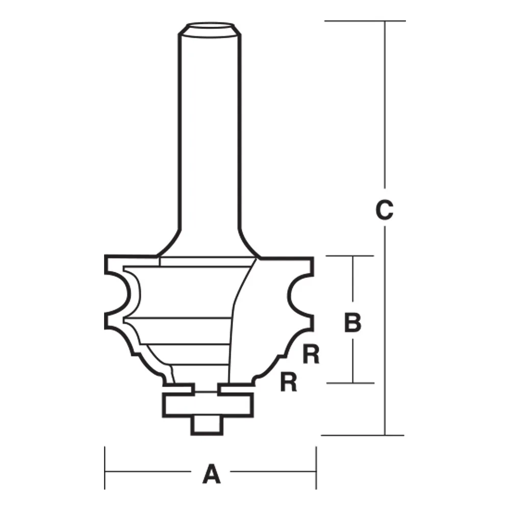 CARBITOOL Router Bit TCT Classical Combination w.Bearing 42mm-Diameter 1/2inch -Shank TCB 60 B 1/2