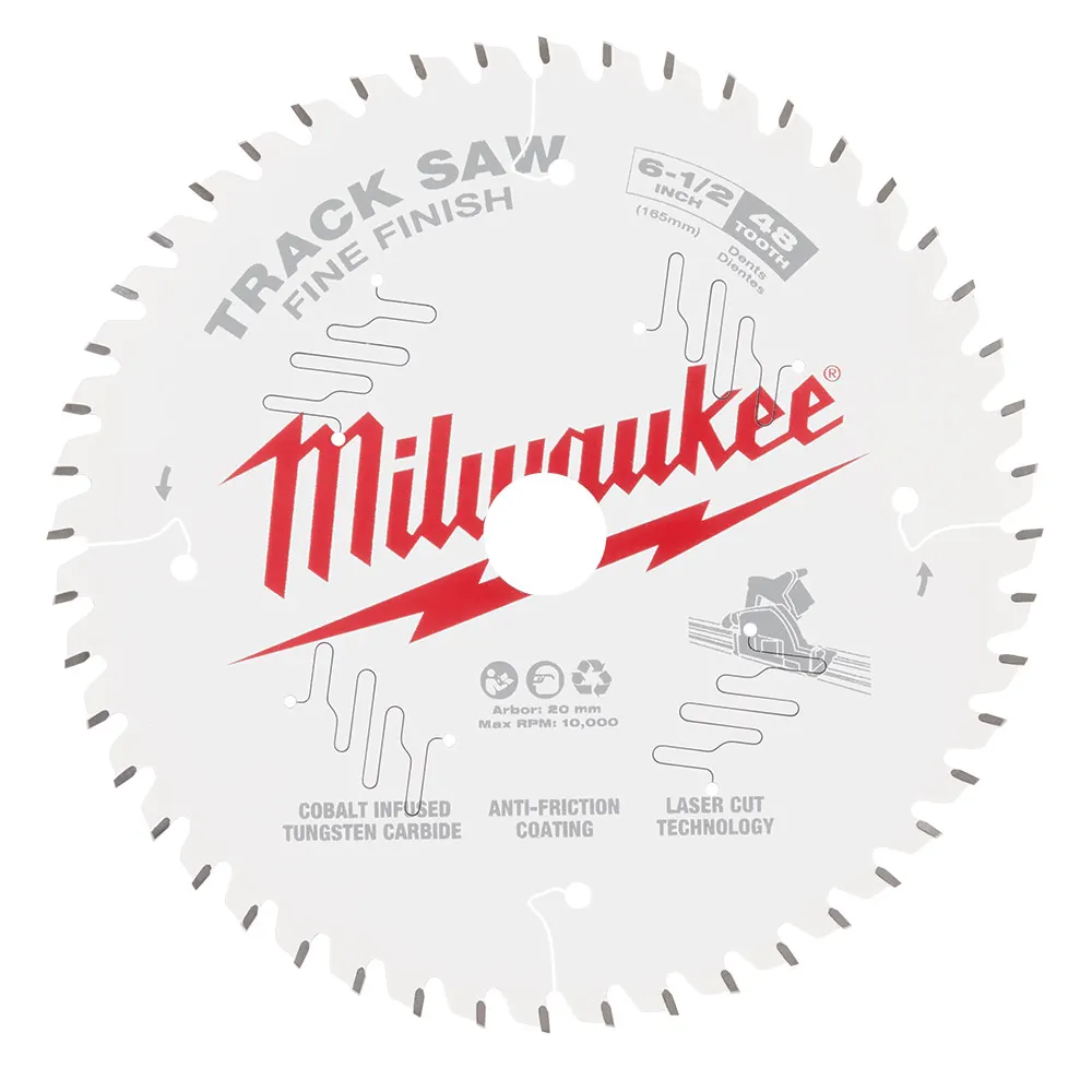 MILWAUKEE 165mm 48T Fine Finish TCT Track Saw Blade for Wood Cutting 48400627