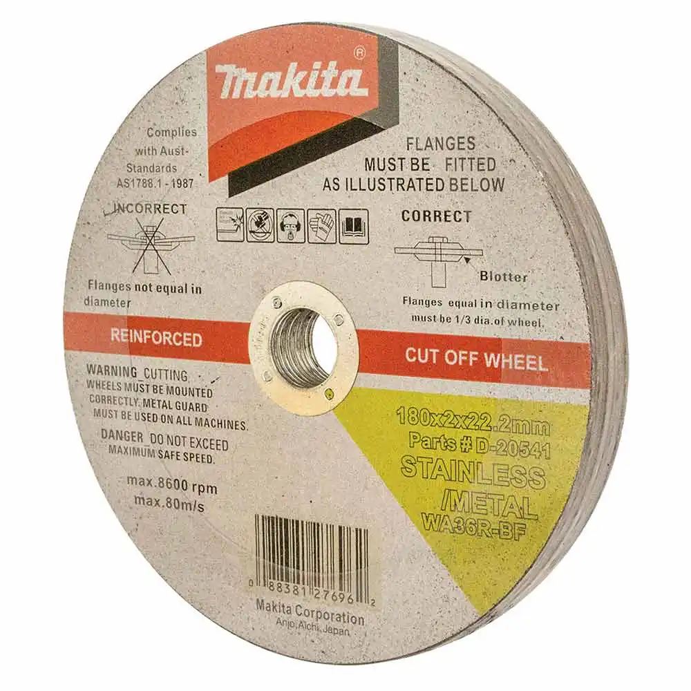 MAKITA 180mm x 2mm x 22.23mm - Standard Inox Cutting Disc W36R - 10 Piece D-20541-10