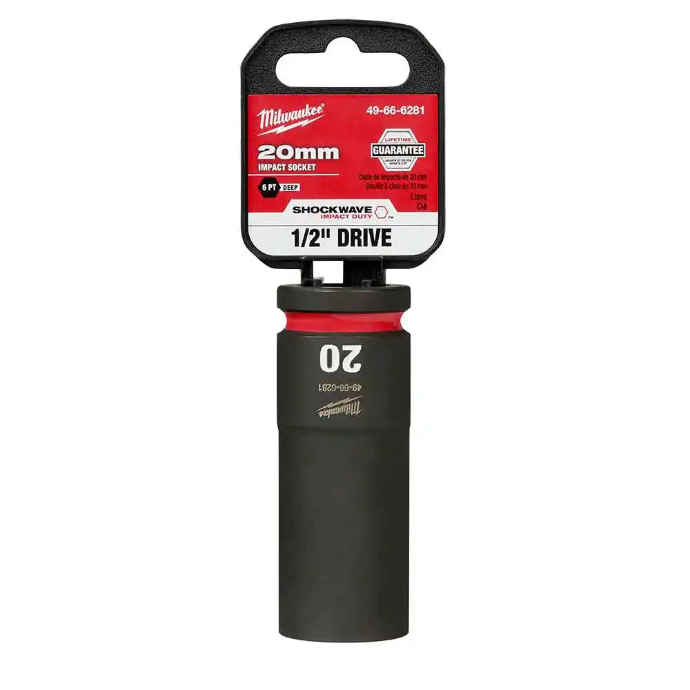 MILWAUKEE SHOCKWAVE 1/2" Drive 20mm Deep 6 Point Impact Socket 49666281