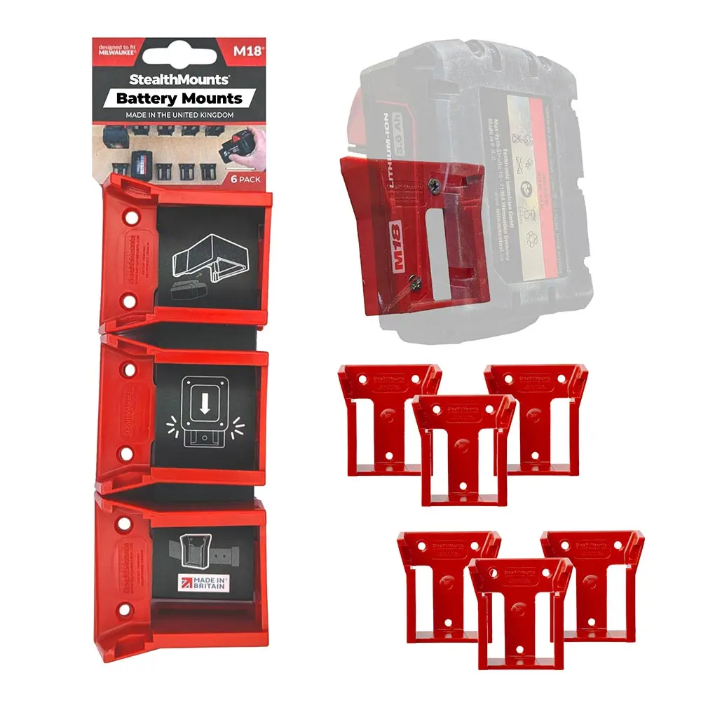 STEALTHMOUNTS Battery Mount Holder for Milwaukee 18V - 6 Pack