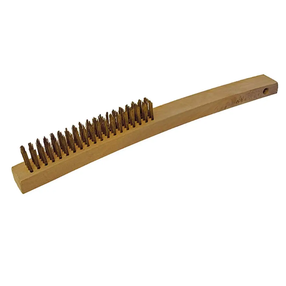 ITM 353mm Hand Brush 4 Row Brass w/ Timber Handle TM7050-011