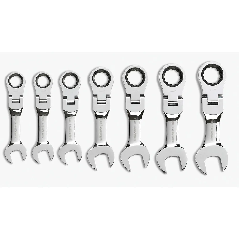 GEARWRENCH 7 PC 12 Point SAE Stubby Flex Combination Ratcheting Wrench Set 9570