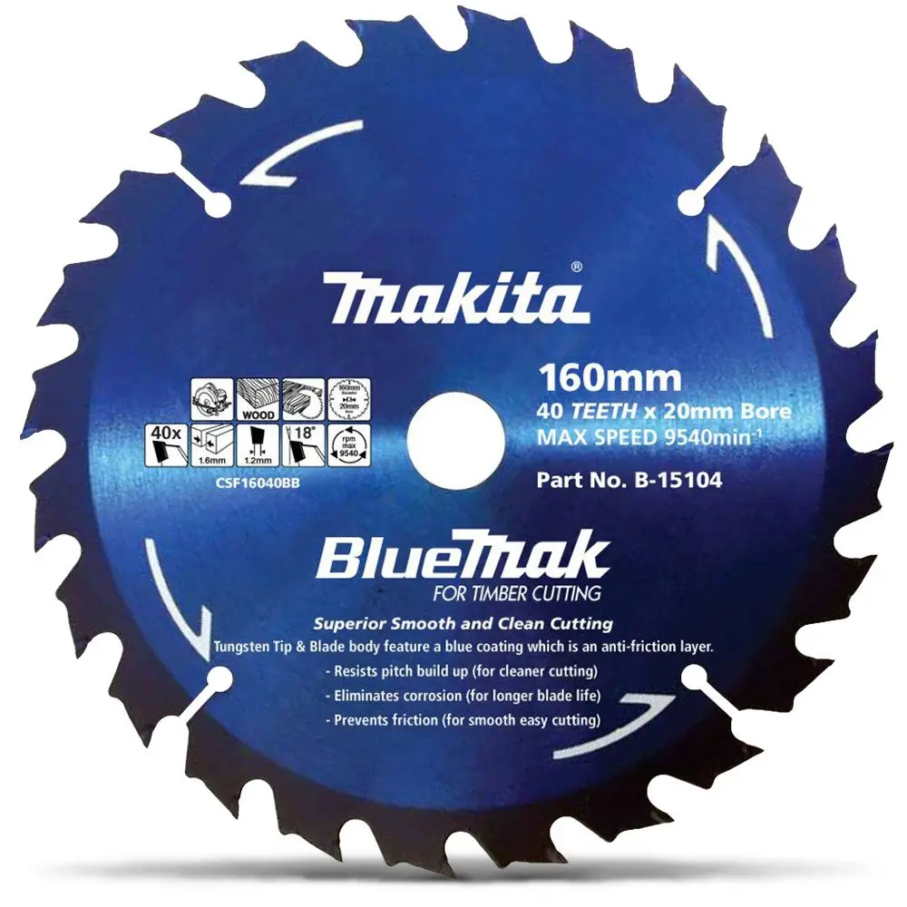 MAKITA 160mm 40T TCT Circular Saw Blade for Wood Cutting - BLUEMAK