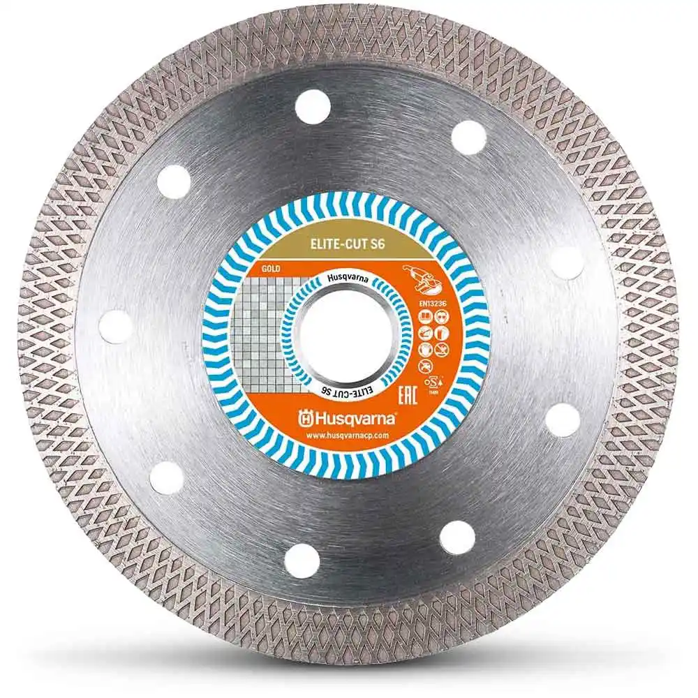 HUSQVARNA 125mm Turbo Continuous Rim Diamond Blade for Ceramic Cutting - ELITE-CUT S6