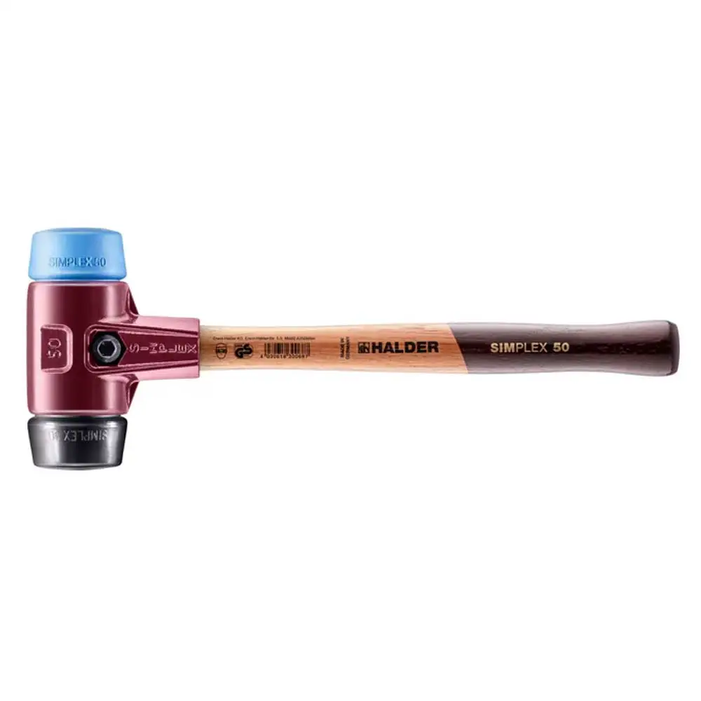 HALDER 50mm 965g Rubber Mallet Rubber/TPE Tips Wood Handle 3012.05