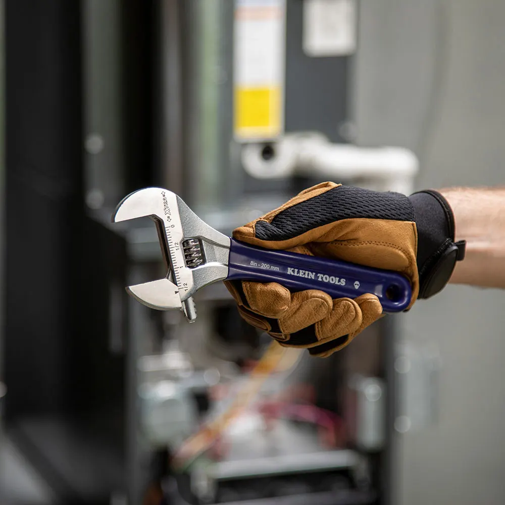 KLEIN 8inch Adjustable Wrench Extra-Wide Jaw A-D509-8