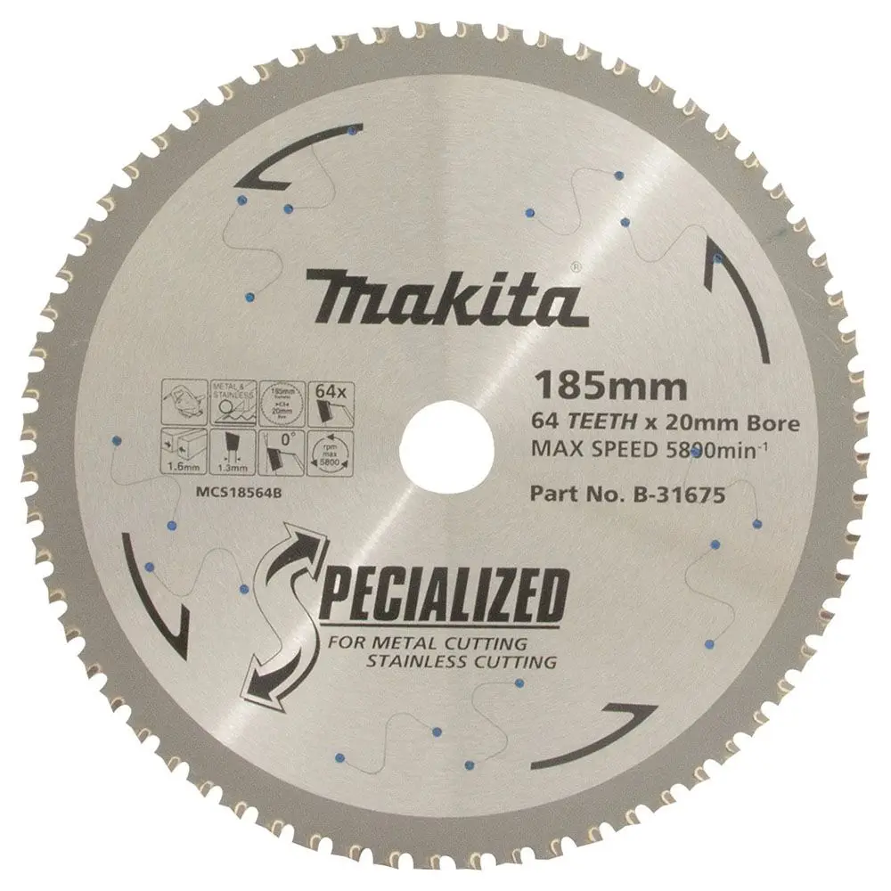 MAKITA 185mm 64T TCT Circular Saw Blade for Stainless Steel Cutting - SPECIALIZED