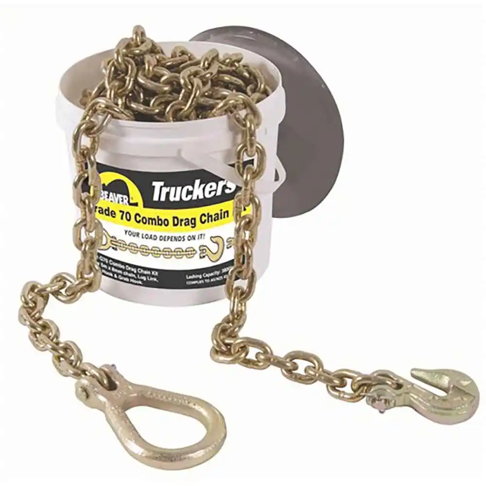 BEAVER 8mm G70 Gold Drag Chain Kit w/ Lug Link & Grab Hook 410008
