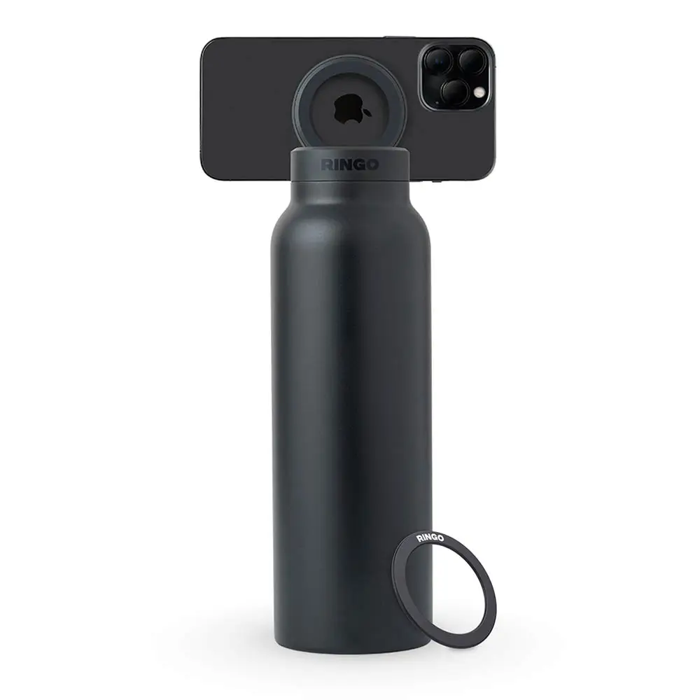 RINGO 950ml (32oz) Water Bottle - with Magnetic Phone Mount -Black B2BK32LSC1