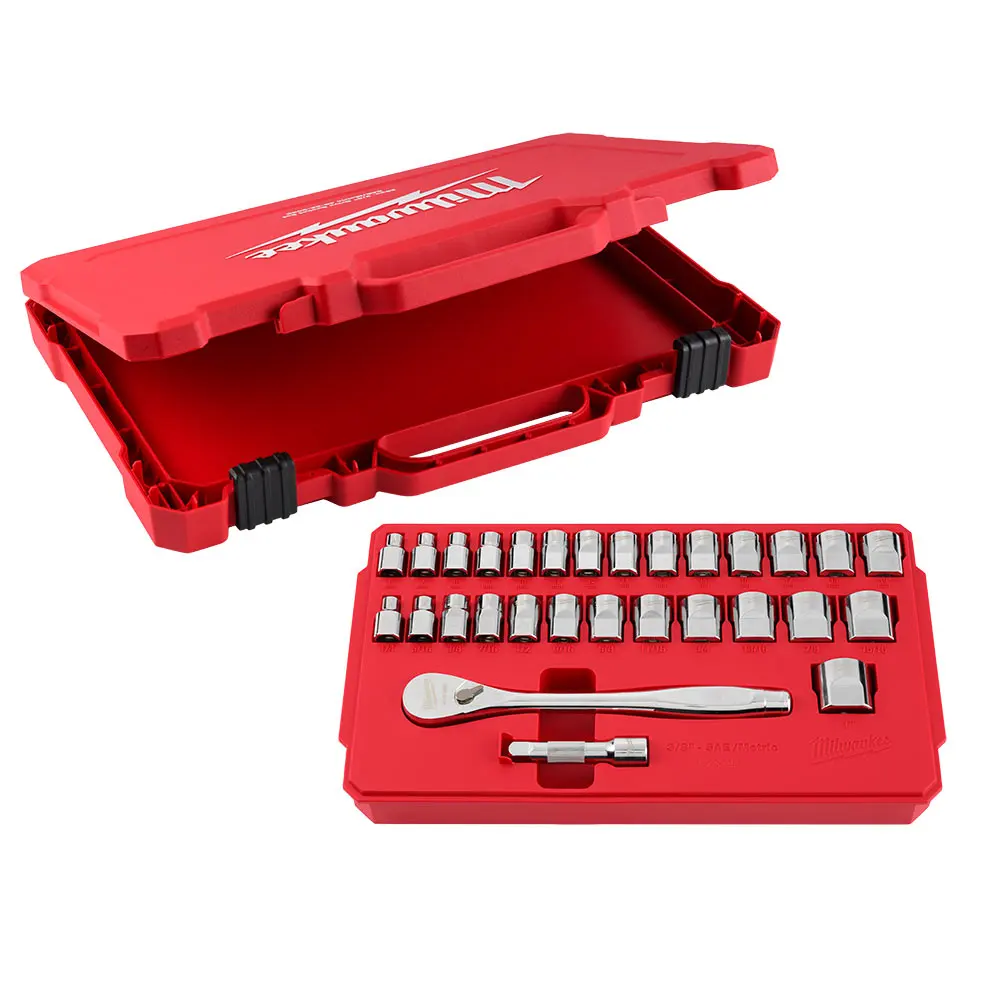 MILWAUKEE 3/8" Drive SAE/Metric Socket Set - 29 Piece 48229088